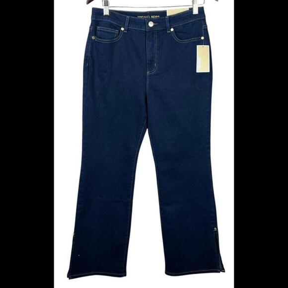 NWT MICHAEL KORS SELMA Slim hip & thigh flare dark‎ indigo jeans.Size 10P NWT - Picture 1 of 6